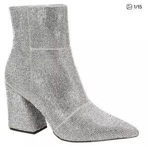Madden Girl Silver Rhinestone Heeled Boots